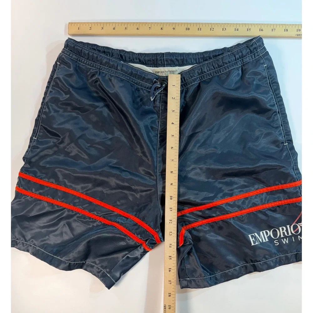 Emporio Armani Swimwear Mens Blue Red Stripe Swim Trunks Made in Italy Size M 48